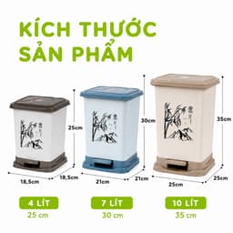 Thùng Rác Nhựa Vuông Nắp Bật Việt Nhật GD75 - Thùng Rác Đạp Chân Việt Nhật Ngăn Mùi Hiệu Quả 5