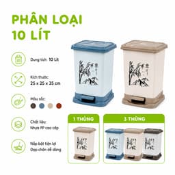 Thùng Rác Nhựa Vuông Nắp Bật Việt Nhật GD75 - Thùng Rác Đạp Chân Việt Nhật Ngăn Mùi Hiệu Quả 9
