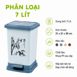 Thùng Rác Nhựa Vuông Nắp Bật Việt Nhật GD75 - Thùng Rác Đạp Chân Việt Nhật Ngăn Mùi Hiệu Quả 8