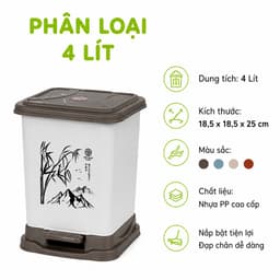 Thùng Rác Nhựa Vuông Nắp Bật Việt Nhật GD75 - Thùng Rác Đạp Chân Việt Nhật Ngăn Mùi Hiệu Quả 7