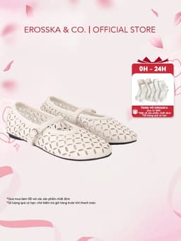 [EROSSKA] - Giày búp bê nữ lưới quai ngang kiểu dáng đơn giản cao 1cm màu kem - EL065 10
