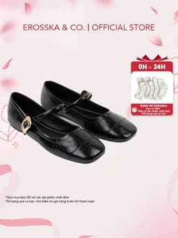 [Erosska]- Giày búp bê nữ ballet core mũi vuông, quai ngang phối khóa cao 1cm  - EL084 10