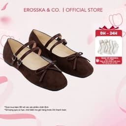 Erosska - Giày búp bê chấm bi kiểu dáng balletcore hottrend màu đen chấm bi - EL086 1