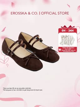 Erosska - Giày búp bê chấm bi kiểu dáng balletcore hottrend màu đen chấm bi - EL086 10