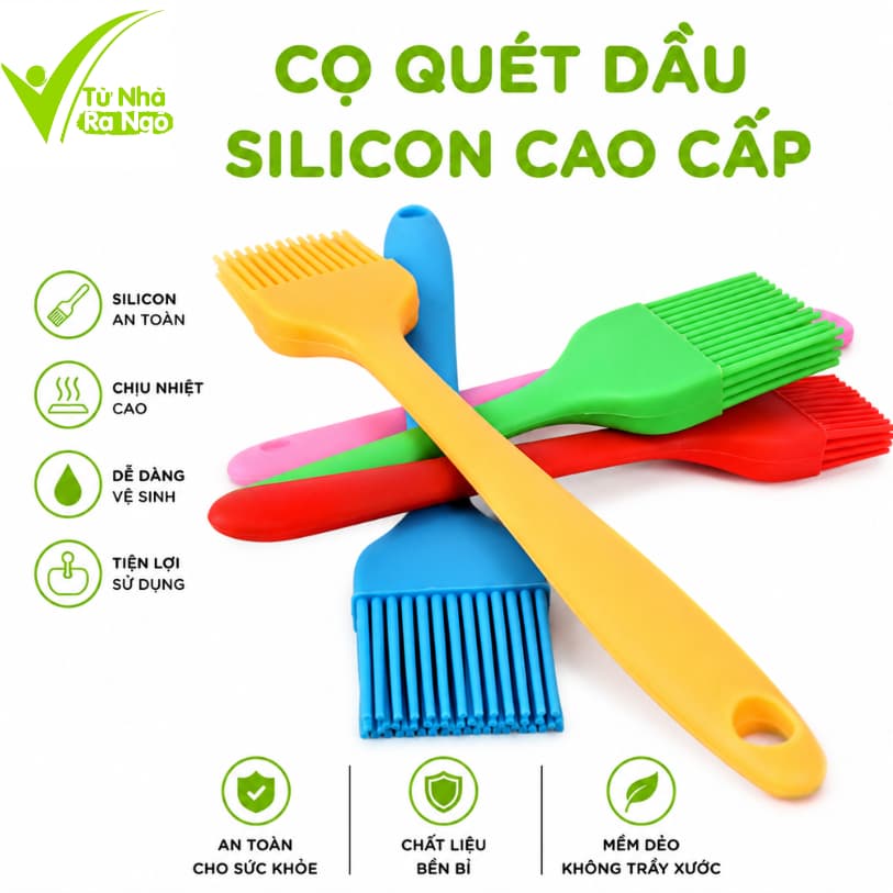 Chổi Quét Dầu, Ướp Gia Vị Silicon Chịu Nhiệt GD106 - Phới Dẹt Trộn Bột Đảo Thức Ăn Chống Dính