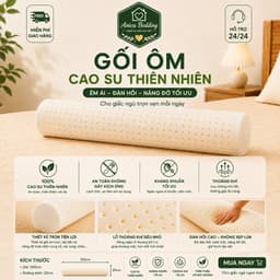 Gối Ôm Cao Su Thiên Nhiên Aniva Bedding 20x100cm - Latex 100% Tự Nhiên, Đàn Hồi Cao, Thoáng Khí, Không Xẹp Lún 1