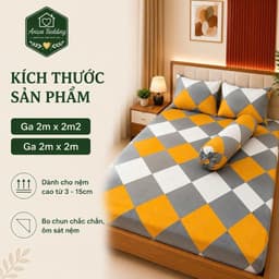 Bộ Ga Gối Cotton Thắng Lợi 4 Món Aniva Bedding 2mx2m - 2m2x2m Cotton Mềm Mại, Thoáng Mát, Ga Bọc Nệm Cao 3-15cm 2