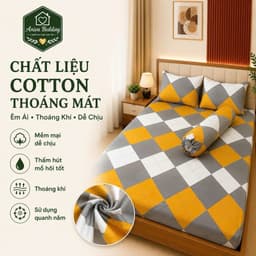 Bộ Ga Gối Cotton Thắng Lợi 4 Món Aniva Bedding 2mx2m - 2m2x2m Cotton Mềm Mại, Thoáng Mát, Ga Bọc Nệm Cao 3-15cm 3