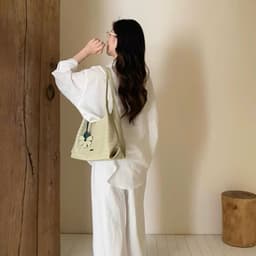 BST Charm Hoa - Túi Da Đan Tote Charm Hoa Quai Đôi Vintage Siêu Xinh 5
