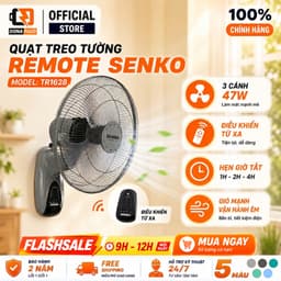 Quạt treo Senko TR1628 điều khiển từ xa, 47W, 3 cánh gió mạnh, bảo hành chính hãng 1