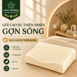 Gối Cao Su Thiên Nhiên Gợn Sóng Aniva Bedding  - Nâng Đỡ Cổ Vai Gáy, Thoáng Khí, Đàn Hồi Cao 1