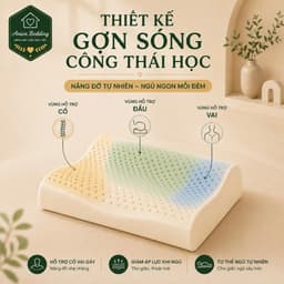 Gối Cao Su Thiên Nhiên Gợn Sóng Aniva Bedding  - Nâng Đỡ Cổ Vai Gáy, Thoáng Khí, Đàn Hồi Cao 3