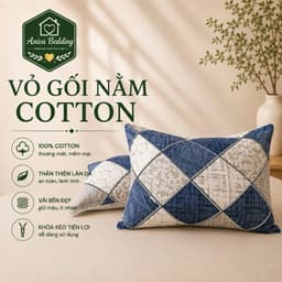 Vỏ Gối Nằm Cotton Thắng Lợi Aniva Bedding Size 40x60, 50x70 - Áo Gối Cotton Mềm Mịn, Thoáng Khí, Bền Đẹp 1