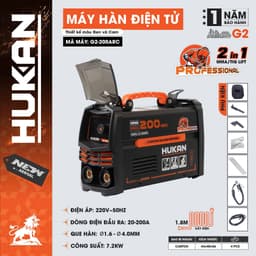 Máy Hàn Điện Tử HUKAN G2-200ARC 2trong1 Hàn MMA / Hàn TIG, Công Suất 7.2kw, Hàn Que 1.6 - 4.0 1