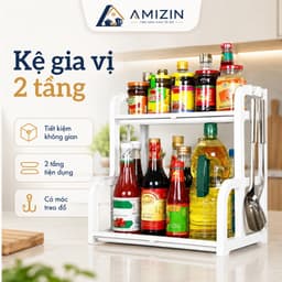 {GIÁ HỦY DIỆT} Kệ đựng gia vị 2 Kệ để đồ thông minh 2 tầng đa năng tiết kiệm không gian 1