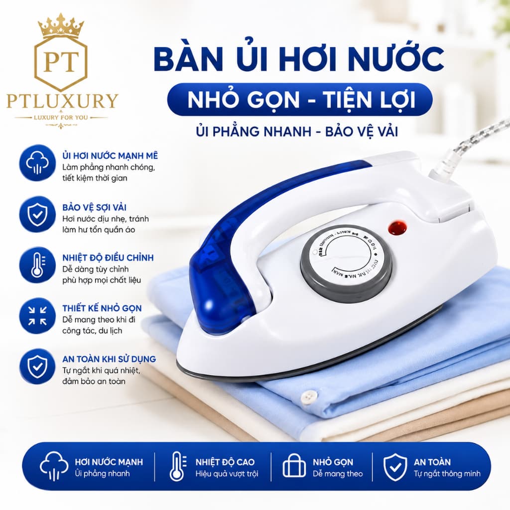 Bàn Là Hơi Nước PTLUXURY Gấp Gọn Có Thể Mang Đi Du Lịch [ HÀNG CAO CẤP ]