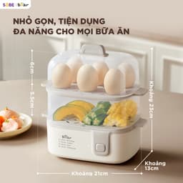 Nồi Hấp - Triệt Trùng Bear ECK-125NR, 2.4L Hấp 2 Tầng - Nhựa PP Cao Cấp, Hàng Chính Hãng 8