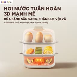 Nồi Hấp - Triệt Trùng Bear ECK-125NR, 2.4L Hấp 2 Tầng - Nhựa PP Cao Cấp, Hàng Chính Hãng 6