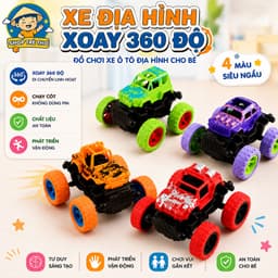 Bộ 4 xe đồ chơi ô tô địa hình xoay 360 độ, phát triển khả năng vận động cho bé. 1