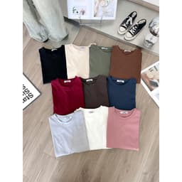 Áo thun YUSTUDIO3158, áo thun tay dài form rộng chất cotton khô, áo thu đông mẫu Trơn Tay Dài 5