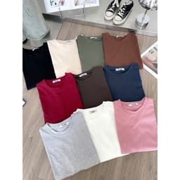 Áo thun YUSTUDIO3158, áo thun tay dài form rộng chất cotton khô, áo thu đông mẫu Trơn Tay Dài 7