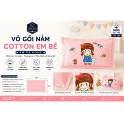 Vỏ Gối Nằm Cotton Em Bé Aniva Home 30x50cm | Áo Gối Trẻ Em Cotton Cho Bé 2