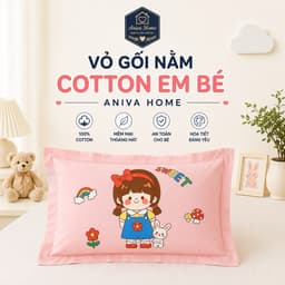 Vỏ Gối Nằm Cotton Em Bé Aniva Home 30x50cm | Áo Gối Trẻ Em Cotton Cho Bé 1