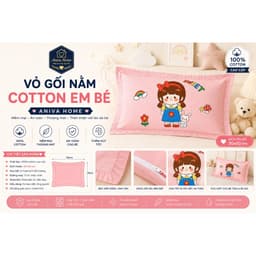Vỏ Gối Nằm Cotton Em Bé Aniva Home 30x50cm | Áo Gối Trẻ Em Cotton Cho Bé 3