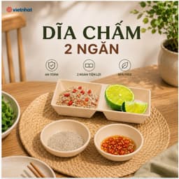 AMIZIN Combo 5, 10  Đĩa chấm phíp tròn vuông 2 ngăn, 3 ngăn Việt Nhật, đĩa đựng gia vị tròn vuông kiểu dáng AMIZIN 1