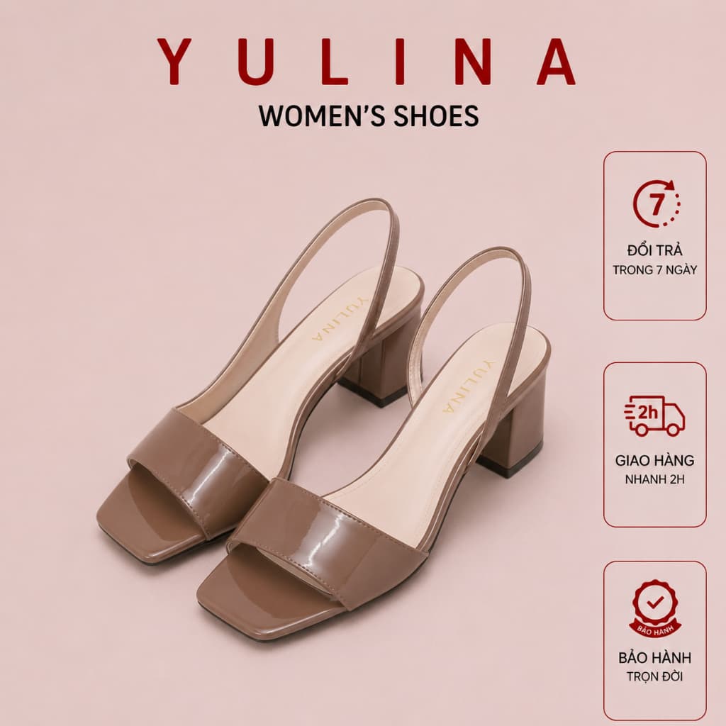 Giày Dép Cao Gót Nữ 𝙔𝙐𝙇𝙄𝙉𝘼 mũi vuông đế dẻo da mềm Cao 7cm 7P 3 màu sang trọng  K4