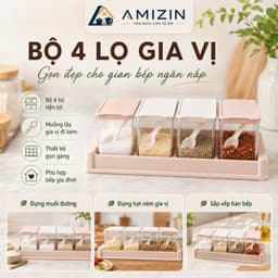 Bộ 4 lọ đựng gia vị có thìa Việt Nhật -Hũ đựng gia vị có nắp đậy tiện dụng bền đẹp (MS:2939) -Buôn rẻ 01268 1