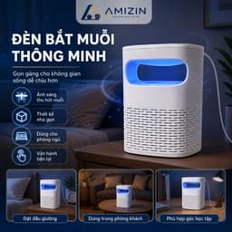 Đèn Bắt Muỗi, Máy Bắt Muỗi Diệt Côn Trùng Thông Minh Kiêm Đèn Ngủ Cao Cấp Có Quạt Hút Cổng Sạc USB Toàn AMIZIN 1