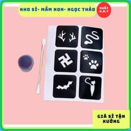 Bảng 20 bộ tranh dán xăm, có kèm mực tô cho bé 3