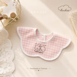 (Set 3 yếm) Yếm Xô vuông viền kẻ Anchee mẫu mới hình in siêu xinh cho bé 2