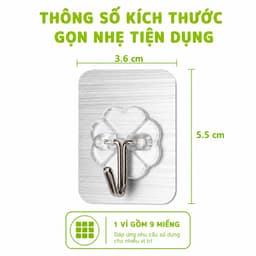 Vỉ 9 Móc Dán Tường Chịu Lực Treo Chìa Khóa GD195 - Miếng Dán Tường Treo Quần Áo Chịu Lực Siêu Dính 6