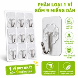 Vỉ 9 Móc Dán Tường Chịu Lực Treo Chìa Khóa GD195 - Miếng Dán Tường Treo Quần Áo Chịu Lực Siêu Dính 8