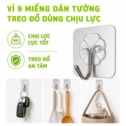 Vỉ 9 Móc Dán Tường Chịu Lực Treo Chìa Khóa GD195 - Miếng Dán Tường Treo Quần Áo Chịu Lực Siêu Dính 3