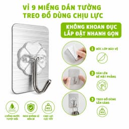 Vỉ 9 Móc Dán Tường Chịu Lực Treo Chìa Khóa GD195 - Miếng Dán Tường Treo Quần Áo Chịu Lực Siêu Dính 5
