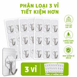 Vỉ 9 Móc Dán Tường Chịu Lực Treo Chìa Khóa GD195 - Miếng Dán Tường Treo Quần Áo Chịu Lực Siêu Dính 9