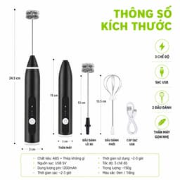 Máy Tạo Bọt Sữa Đa Năng Cầm Tay Hai Đầu Đánh GD205 - Máy Đánh Tạo Bọt Cà Phê Đầu Tạo Bọt Sữa Inox 7