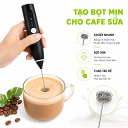 Máy Tạo Bọt Sữa Đa Năng Cầm Tay Hai Đầu Đánh GD205 - Máy Đánh Tạo Bọt Cà Phê Đầu Tạo Bọt Sữa Inox 3