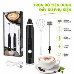 Máy Tạo Bọt Sữa Đa Năng Cầm Tay Hai Đầu Đánh GD205 - Máy Đánh Tạo Bọt Cà Phê Đầu Tạo Bọt Sữa Inox 2