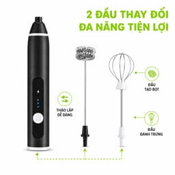 Máy Tạo Bọt Sữa Đa Năng Cầm Tay Hai Đầu Đánh GD205 - Máy Đánh Tạo Bọt Cà Phê Đầu Tạo Bọt Sữa Inox 9