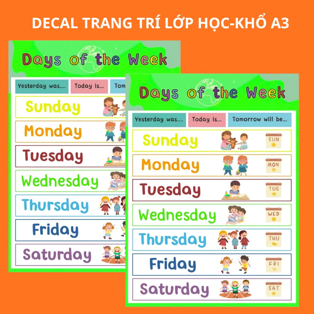 (8037) Decal - Poster Trang Trí Lớp Học Các Chủ Đề A3