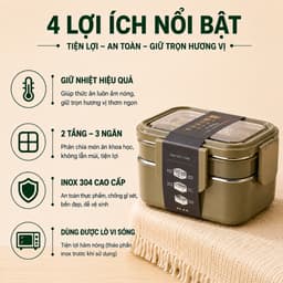 Hộp cơm văn phòng FAMAHA giữ nhiệt tốt, chia ngăn gọn gàng, dễ vệ sinh, quay được lò vi sóng. 3