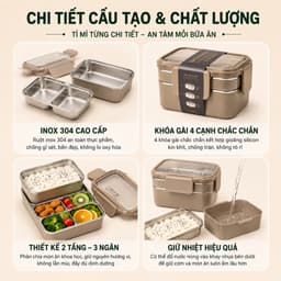 Hộp cơm văn phòng FAMAHA giữ nhiệt tốt, chia ngăn gọn gàng, dễ vệ sinh, quay được lò vi sóng. 4