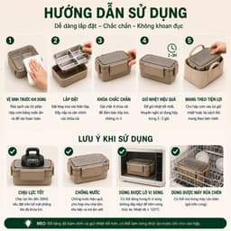 Hộp cơm văn phòng FAMAHA giữ nhiệt tốt, chia ngăn gọn gàng, dễ vệ sinh, quay được lò vi sóng. 9