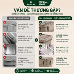 Hộp cơm văn phòng FAMAHA giữ nhiệt tốt, chia ngăn gọn gàng, dễ vệ sinh, quay được lò vi sóng. 2