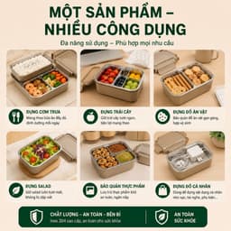 Hộp cơm văn phòng FAMAHA giữ nhiệt tốt, chia ngăn gọn gàng, dễ vệ sinh, quay được lò vi sóng. 6
