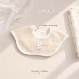 Set 3 yếm chống thấm xô muslin cho bé, nhiều màu xinh xắn Anchee 2